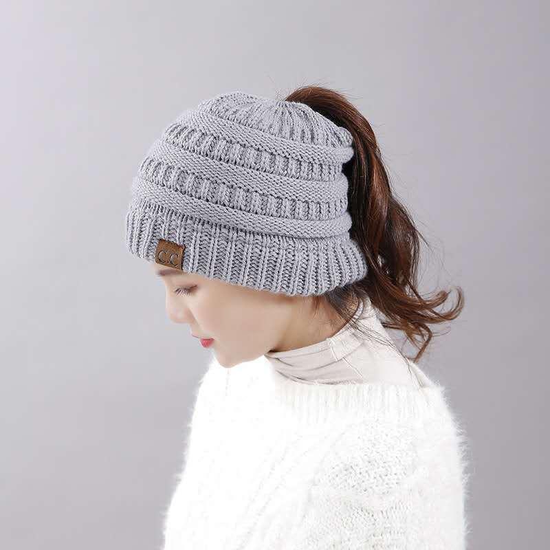 Wholesale Winter Outdoor Knitted Warm Knitted Thickened Pullover Sports Ponytail Fashion Wool Hat