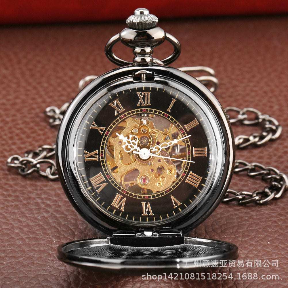 Wholesale Vintage flip-top mechanical pocket watch with Roman dial