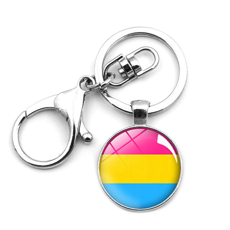 Wholesale Zinc Alloy LGBT Rainbow Color Pendant Keychain