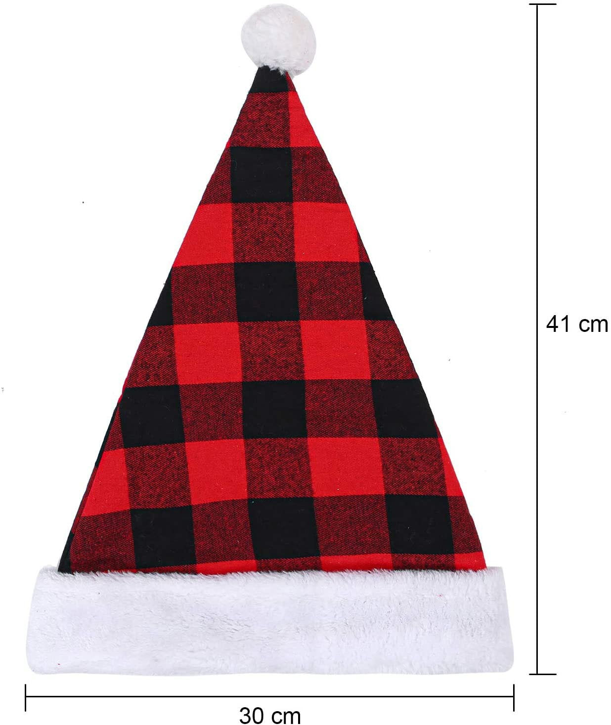 Wholesale 2023 Christmas Decorations Christmas Hat Black and Red Plaid Polyester Hat