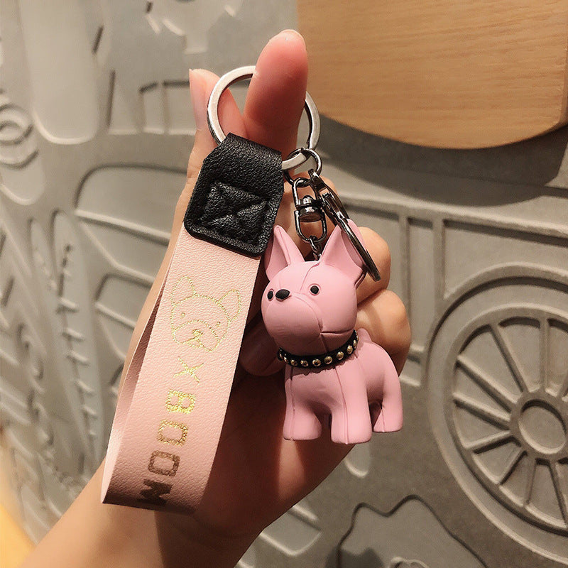 Wholesale French Doll Resin Leather Rope Keychain