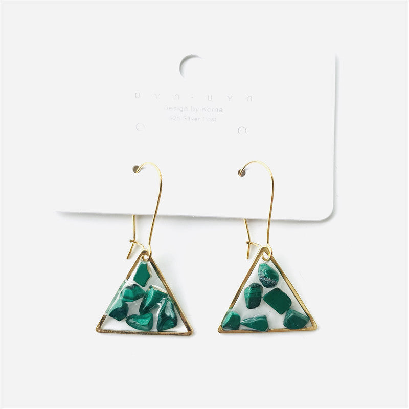 Wholesale 6pcs Citrine Turquoise Tourmaline Various Natural Stone Geometric Earrings