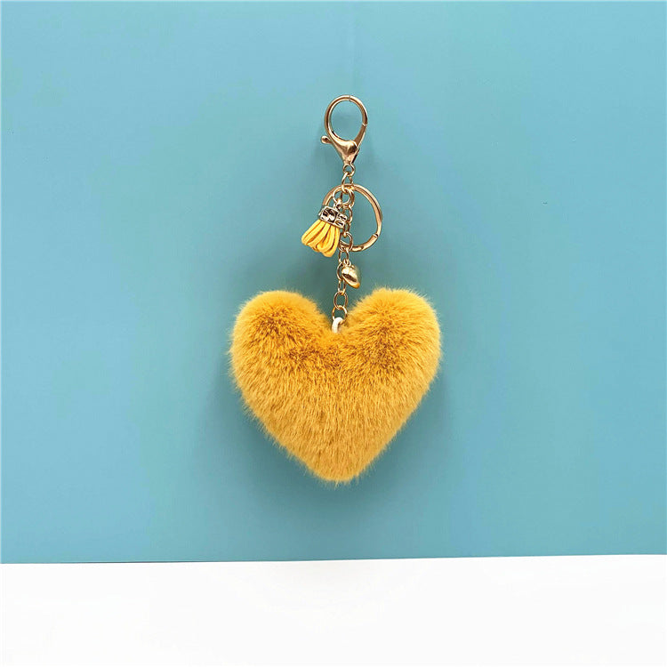 Wholesale Tassel peach heart keychain cute bag pendant heart-shaped plush car keychain