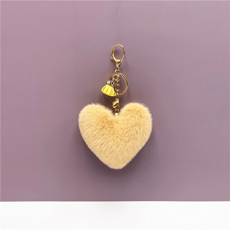 Wholesale Tassel peach heart keychain cute bag pendant heart-shaped plush car keychain