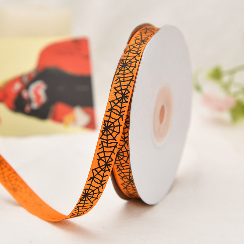 Wholesale New Halloween Webbing 1cm Spot Holiday Decoration Small Roll Ribbon Jewelry Gift Box
