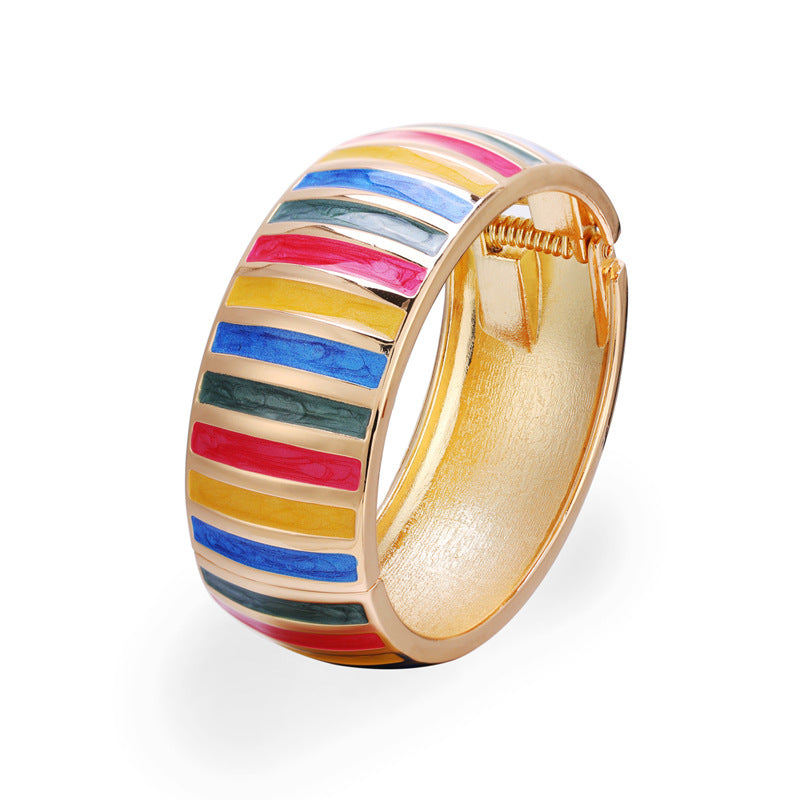 Wholesale Colorful Oil Dripping Alloy Wide Bracelet