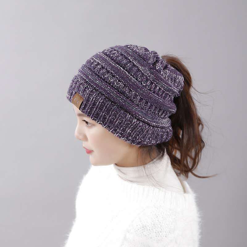Wholesale Winter Outdoor Knitted Warm Knitted Thickened Pullover Sports Ponytail Fashion Wool Hat