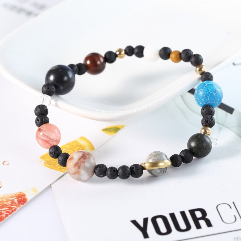 Cosmos al por mayor Galaxy Nine Planetas Stretch Stone Bracelet