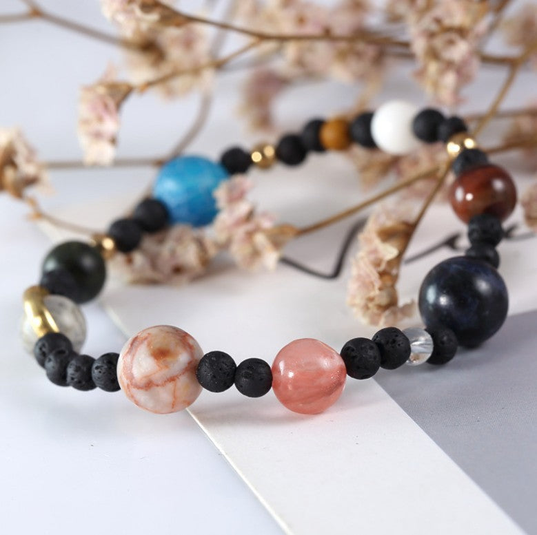 Cosmos al por mayor Galaxy Nine Planetas Stretch Stone Bracelet