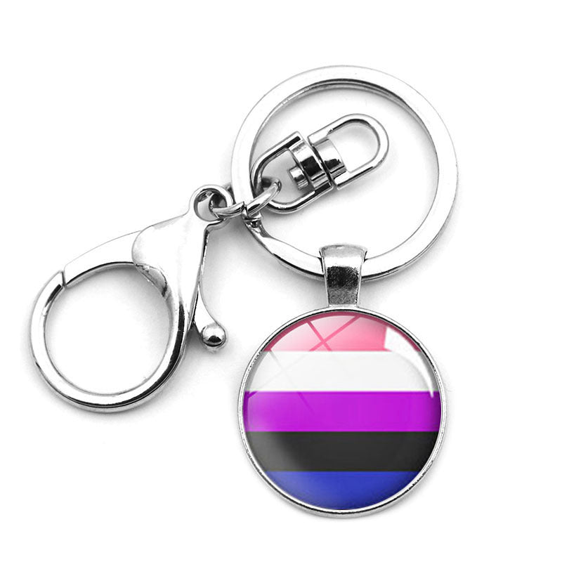 Wholesale Zinc Alloy LGBT Rainbow Color Pendant Keychain