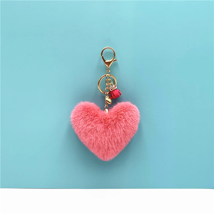 Wholesale Tassel peach heart keychain cute bag pendant heart-shaped plush car keychain
