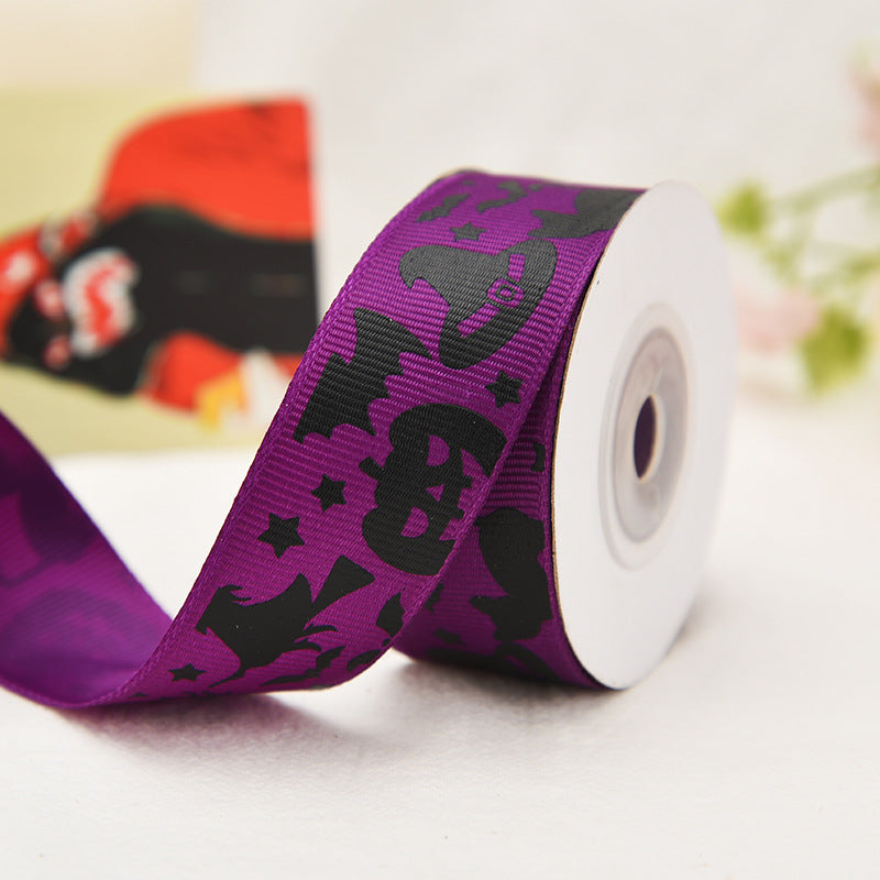 Wholesale New Halloween Webbing 1cm Spot Holiday Decoration Small Roll Ribbon Jewelry Gift Box