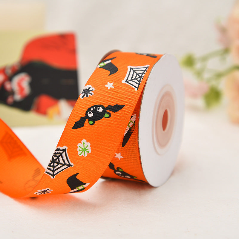 Wholesale New Halloween Webbing 1cm Spot Holiday Decoration Small Roll Ribbon Jewelry Gift Box