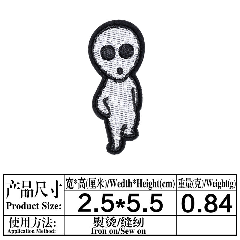 Wholesale Computer Embroidered Cloth Patches Black White Skull Design Clothing Accessory DIY Craft Supply