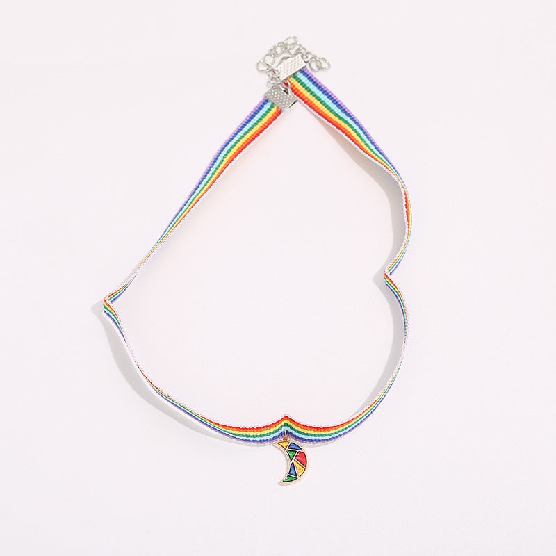 Wholesale Rainbow Webbing Multicolor Gradient Necklaces