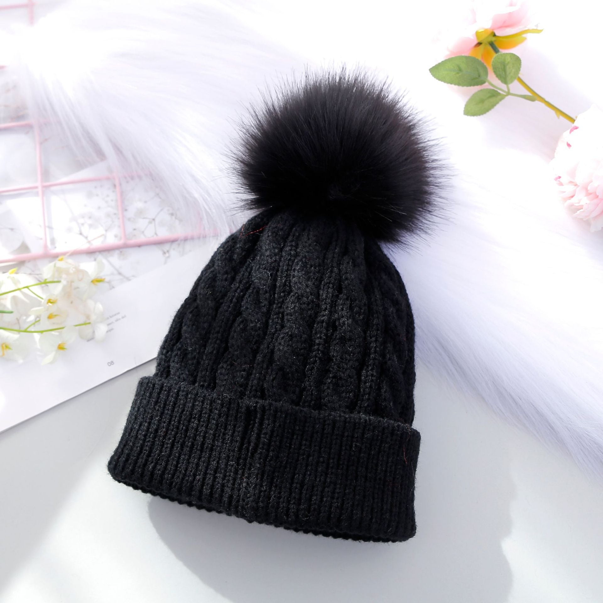 Wholesale Children's Hats Autumn and Winter Knitted Wool Ball Beanie