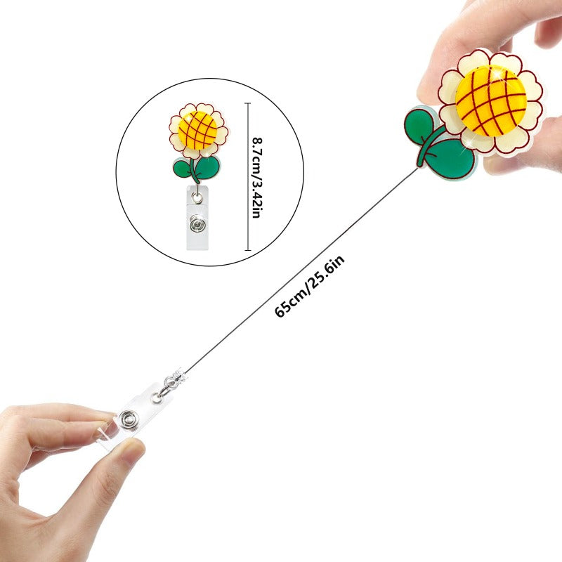 Wholesale Badge Reels Sunflower Retractable Keychain