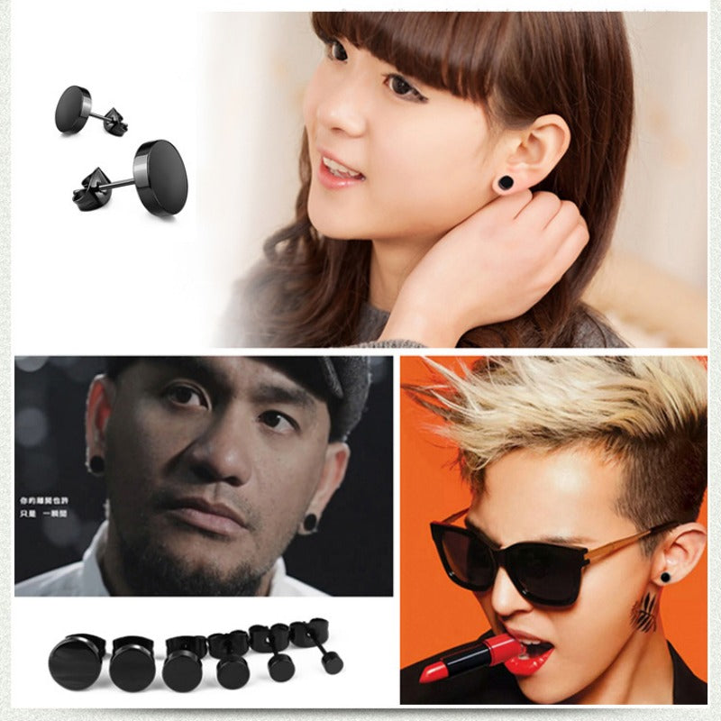Wholesale Rock Black Titanium Steel Dumbbell Stainless Steel Earrings