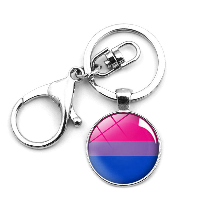 Wholesale Zinc Alloy LGBT Rainbow Color Pendant Keychain