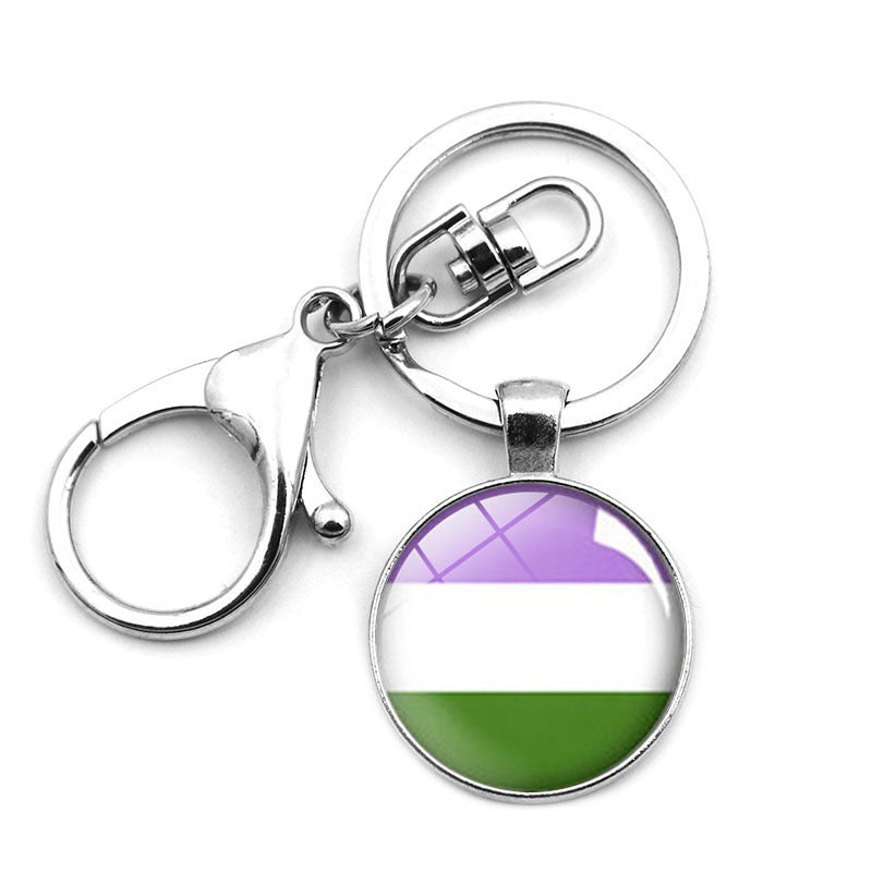 Wholesale Zinc Alloy LGBT Rainbow Color Pendant Keychain