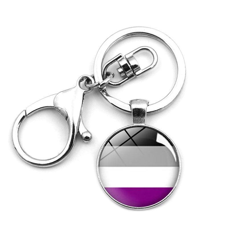 Wholesale Zinc Alloy LGBT Rainbow Color Pendant Keychain