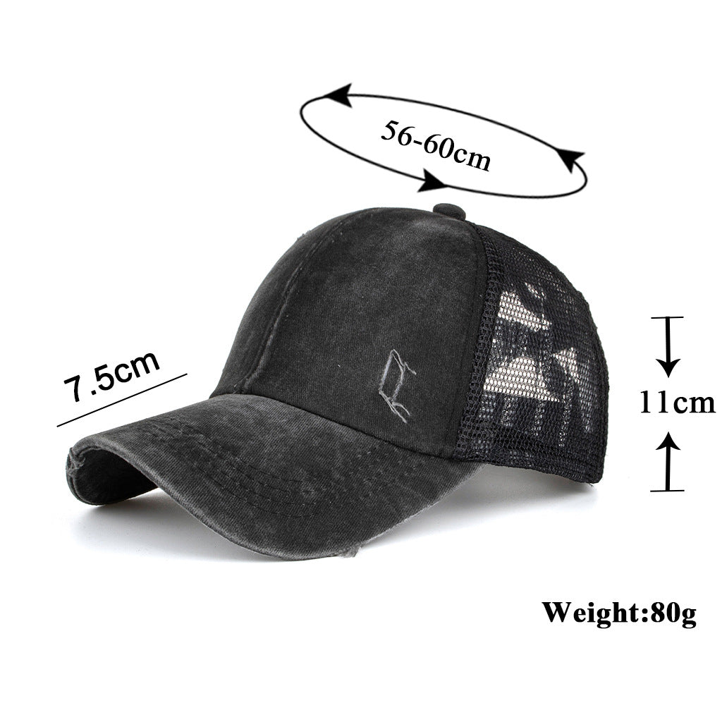 Wholesale Washed distressed light version cross elastic ponytail baseball cap