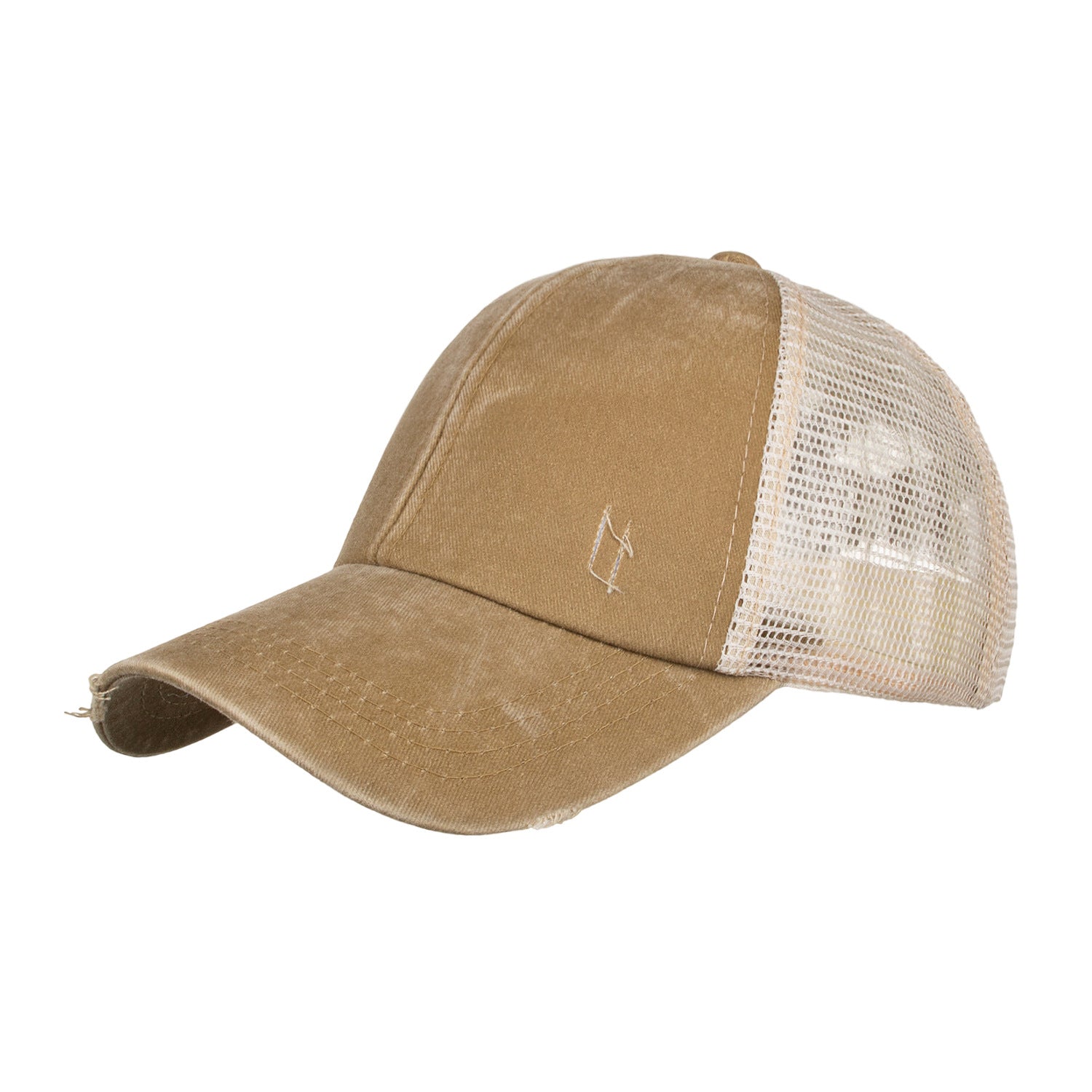 Wholesale Washed distressed light version cross elastic ponytail baseball cap
