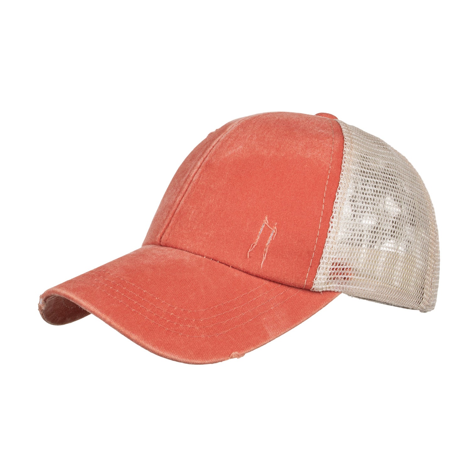 Wholesale Washed distressed light version cross elastic ponytail baseball cap