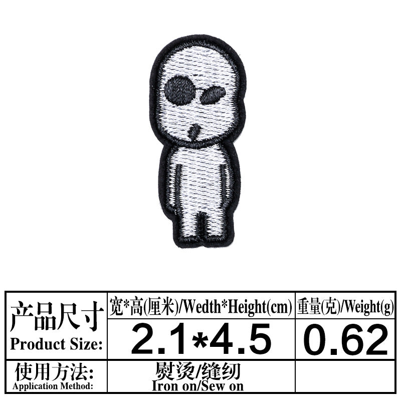Wholesale Computer Embroidered Cloth Patches Black White Skull Design Clothing Accessory DIY Craft Supply