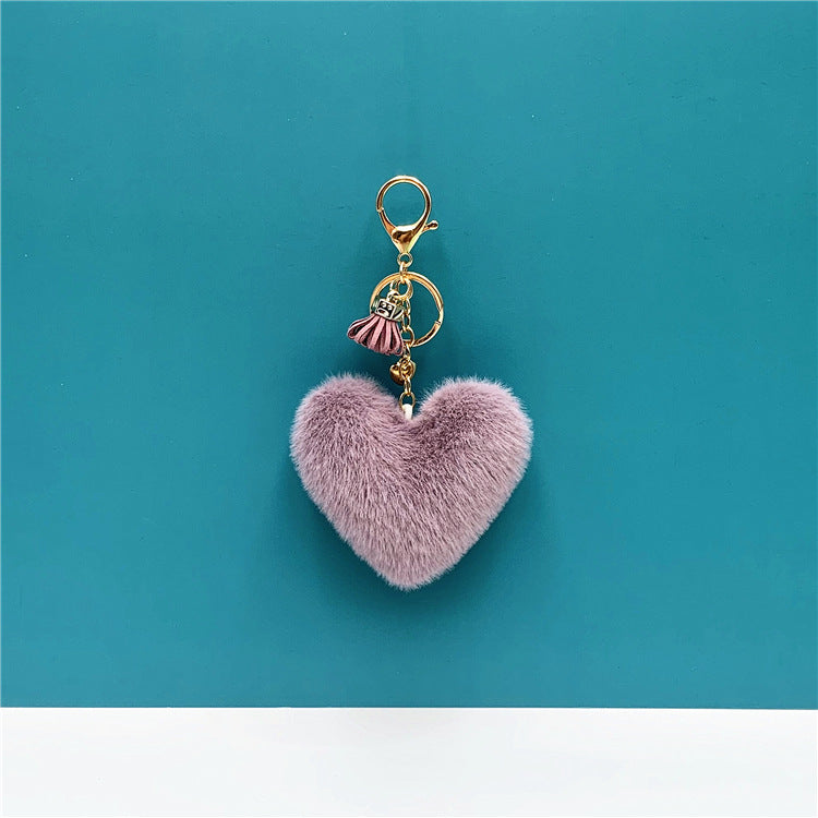 Wholesale Tassel peach heart keychain cute bag pendant heart-shaped plush car keychain