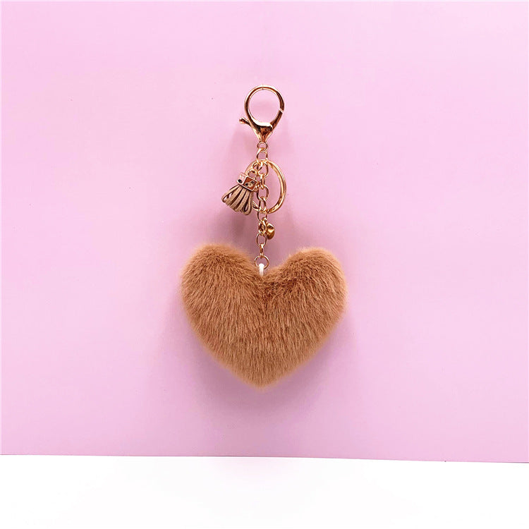 Wholesale Tassel peach heart keychain cute bag pendant heart-shaped plush car keychain
