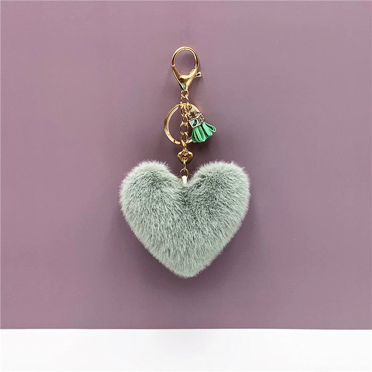 Wholesale Tassel peach heart keychain cute bag pendant heart-shaped plush car keychain