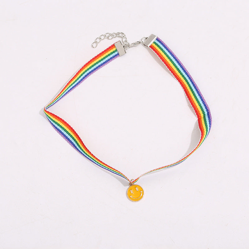 Wholesale Rainbow Webbing Multicolor Gradient Necklaces
