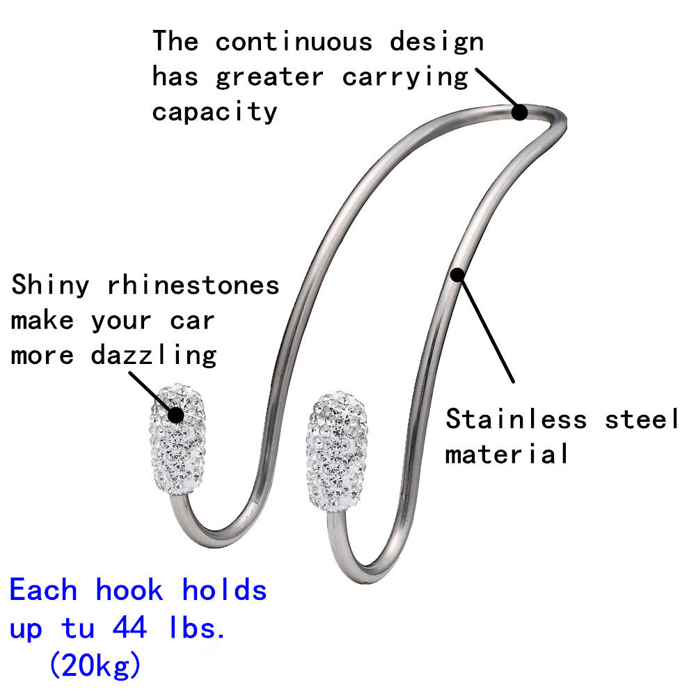 Wholesale Diamond-encrusted Stainless Steel Multifunctional Car Seat Storage Hook
