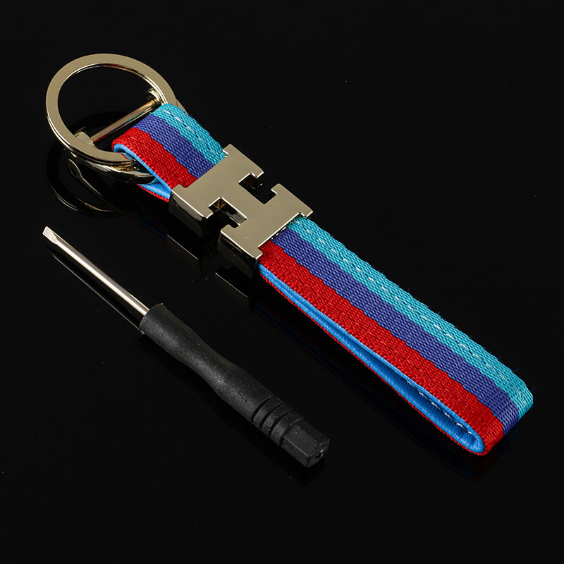 Wholesale 2pcs Tricolor Ribbon Zinc Alloy Keychain