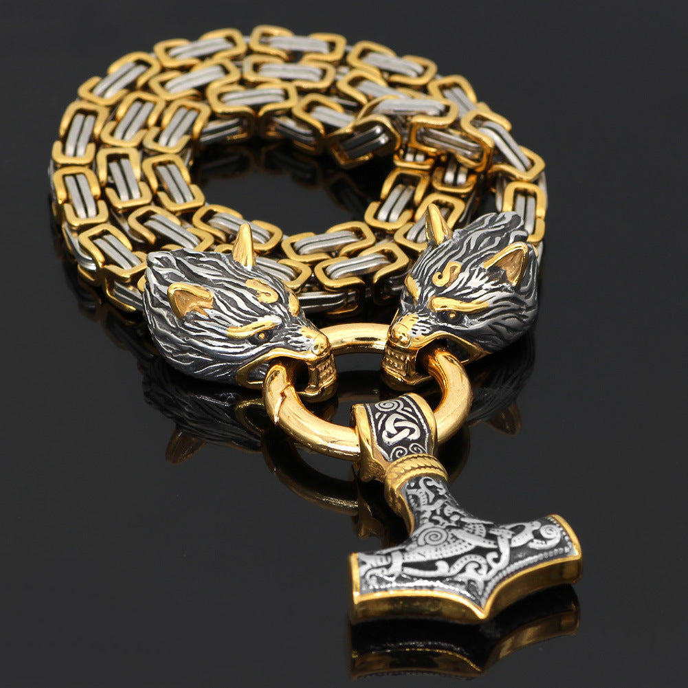 Wholesale Square Chain Thor Hammer Stainless Steel Necklace