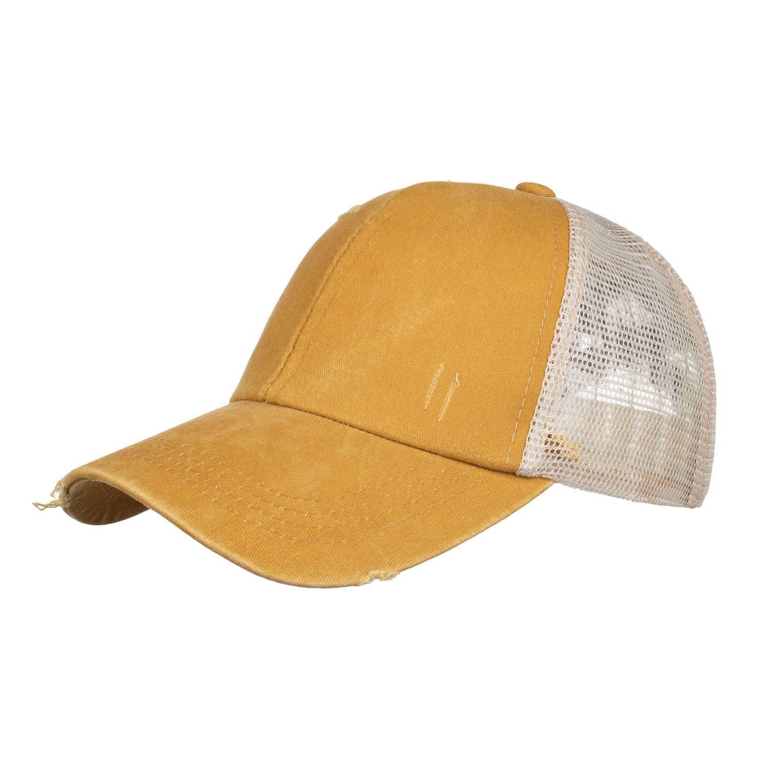 Wholesale Washed distressed light version cross elastic ponytail baseball cap
