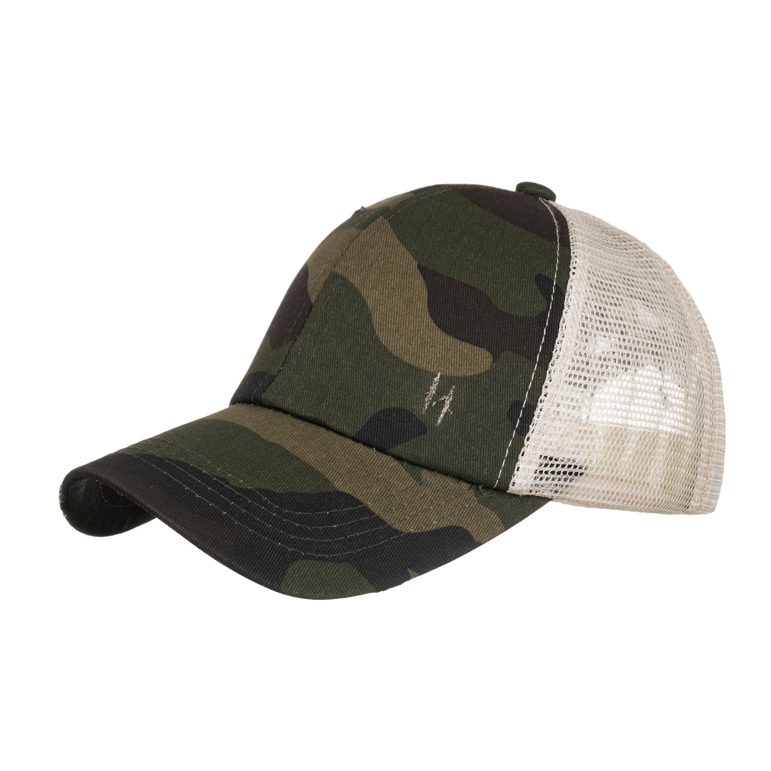 Wholesale Washed distressed light version cross elastic ponytail baseball cap