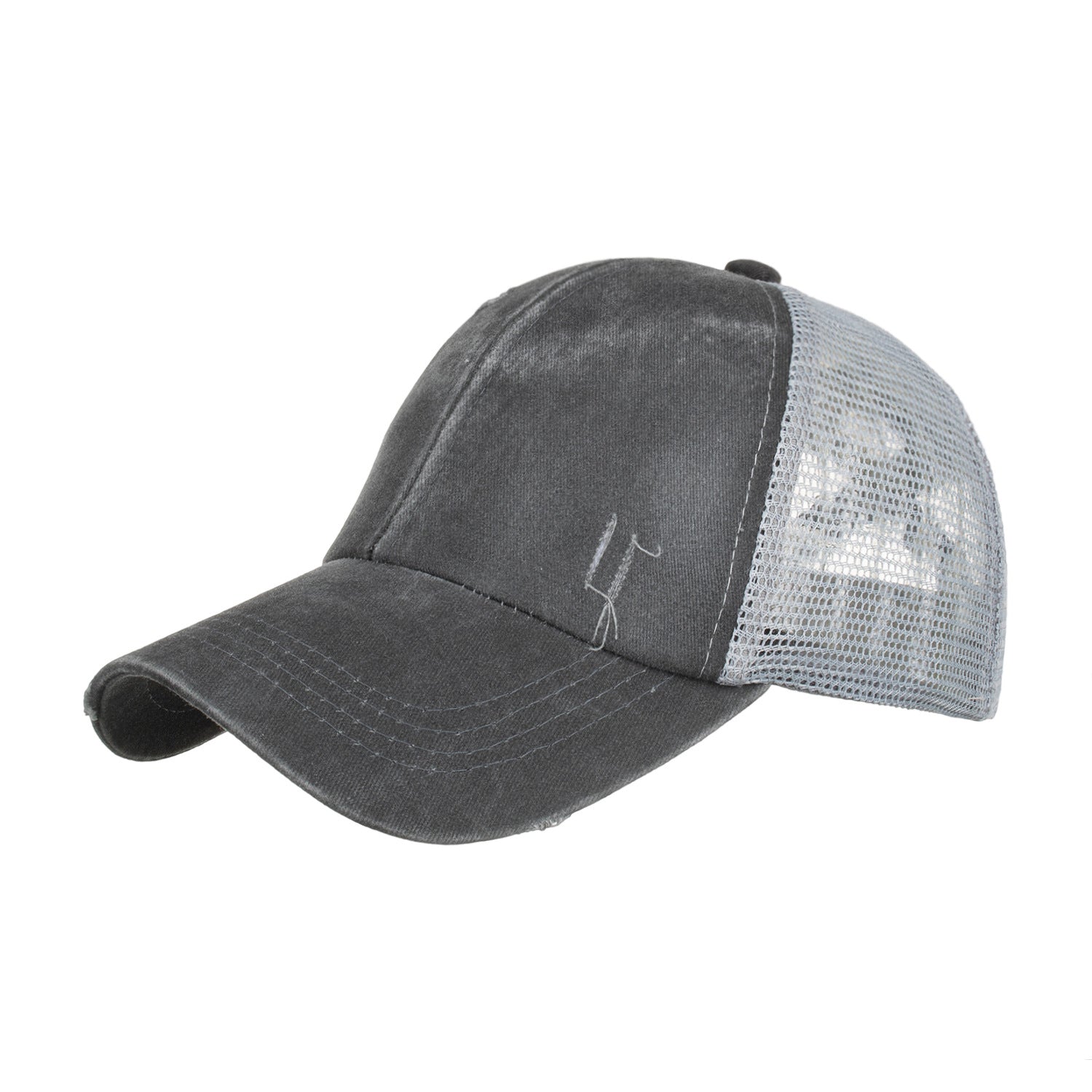 Wholesale Washed distressed light version cross elastic ponytail baseball cap