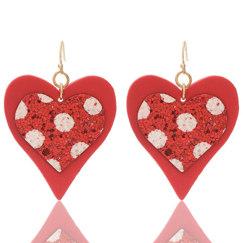 Wholesale Valentine's Day Double Leather Love Earrings