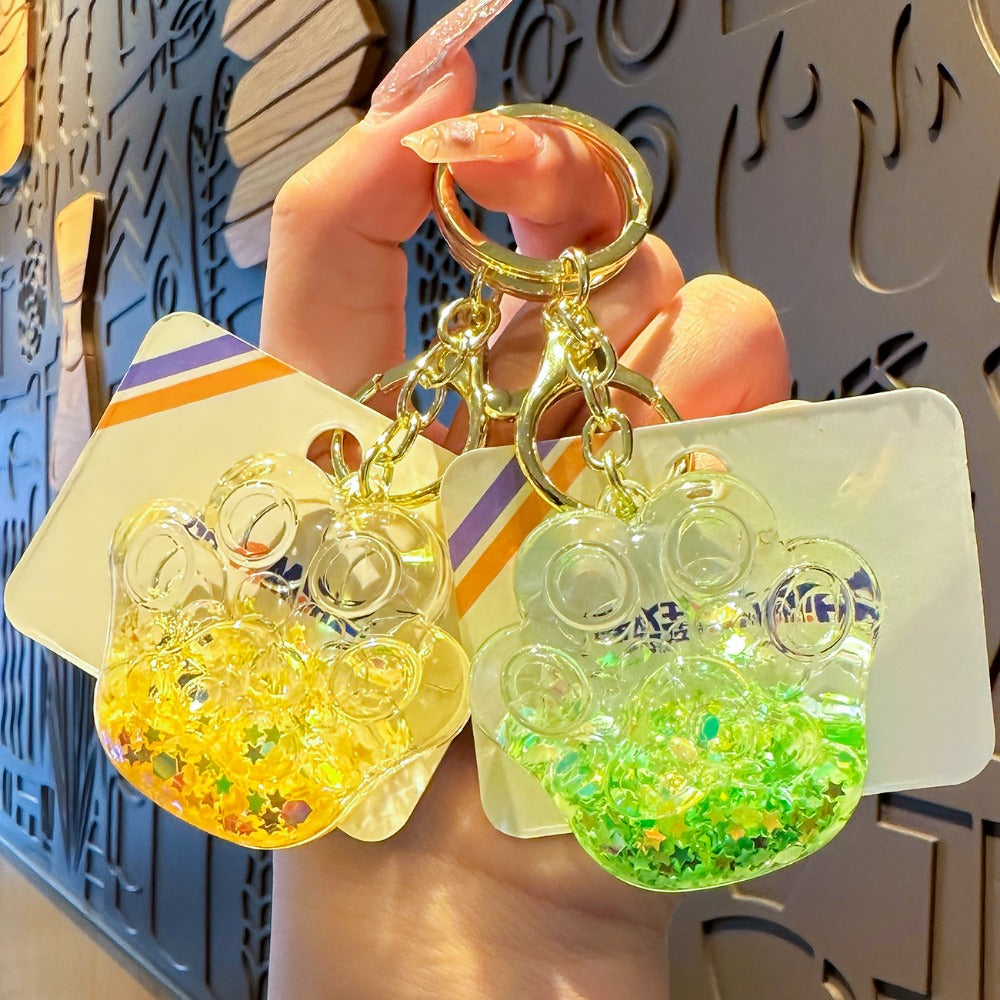 Wholesale Oil-infused Cat Claw Quicksand Acrylic Liquid Keychain