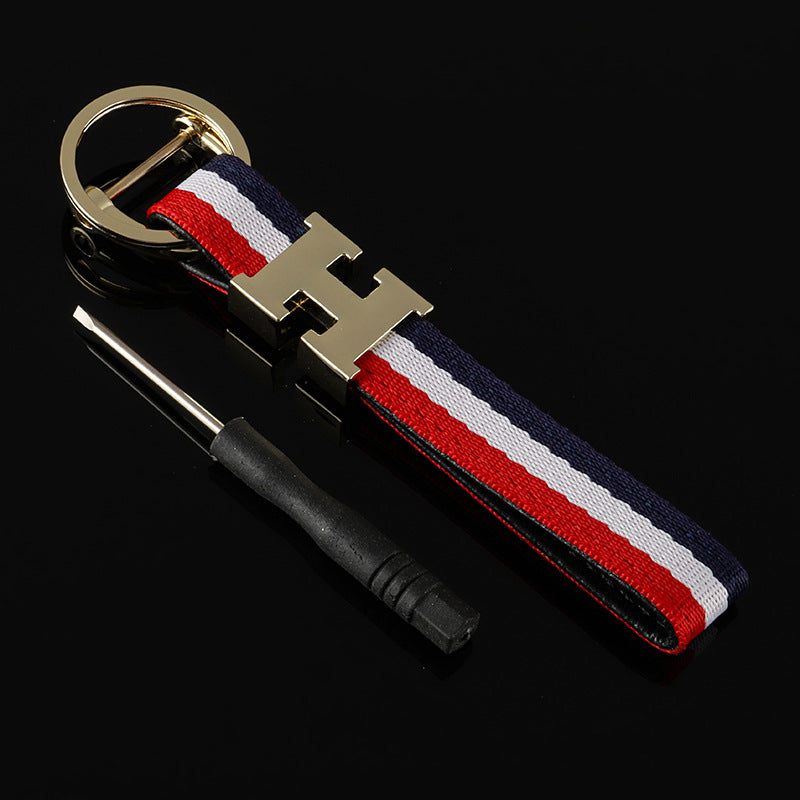 Wholesale 2pcs Tricolor Ribbon Zinc Alloy Keychain