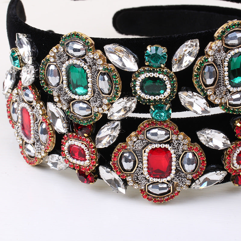 Wholesale Wide Edged Colorful Rhinestone Flower Headband