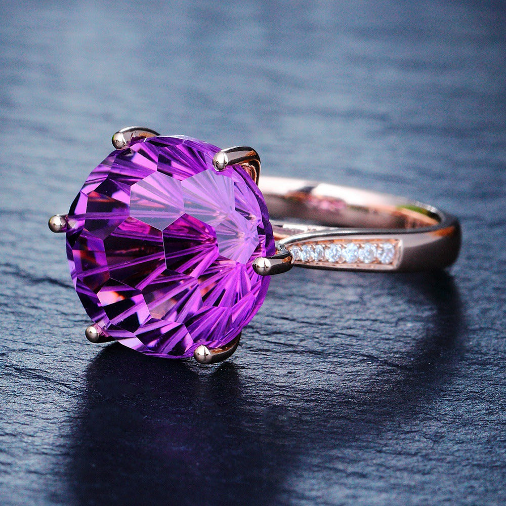 Wholesale New Brass Six Prong Amethyst Ring