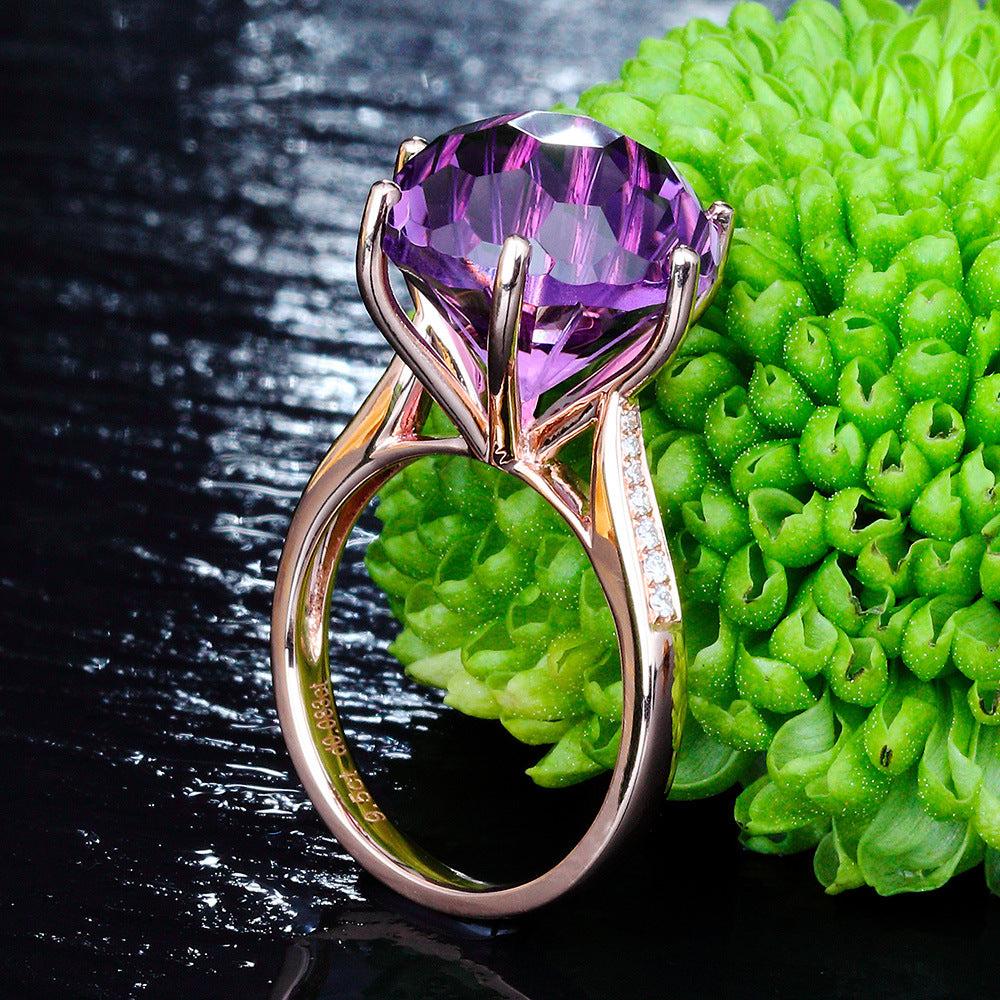 Wholesale New Brass Six Prong Amethyst Ring