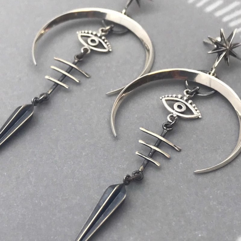 Wholesale Punk Rock Halloween Goth Devil Eyes Silver Plated Earrings