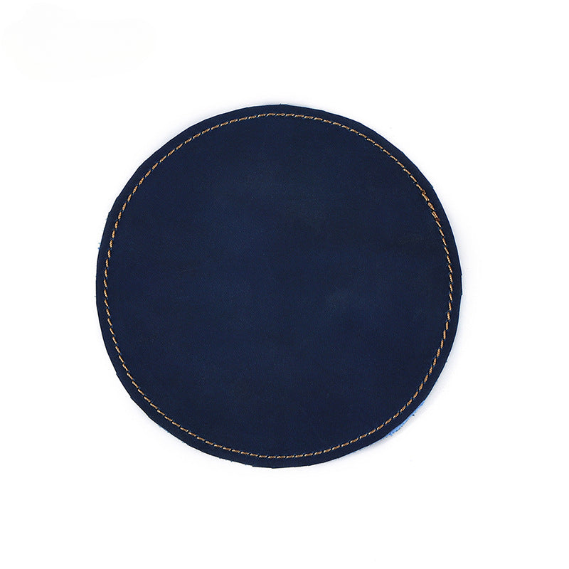 Wholesale Leather Coaster Crazy Horse Leather Retro Handmade Leather Pad