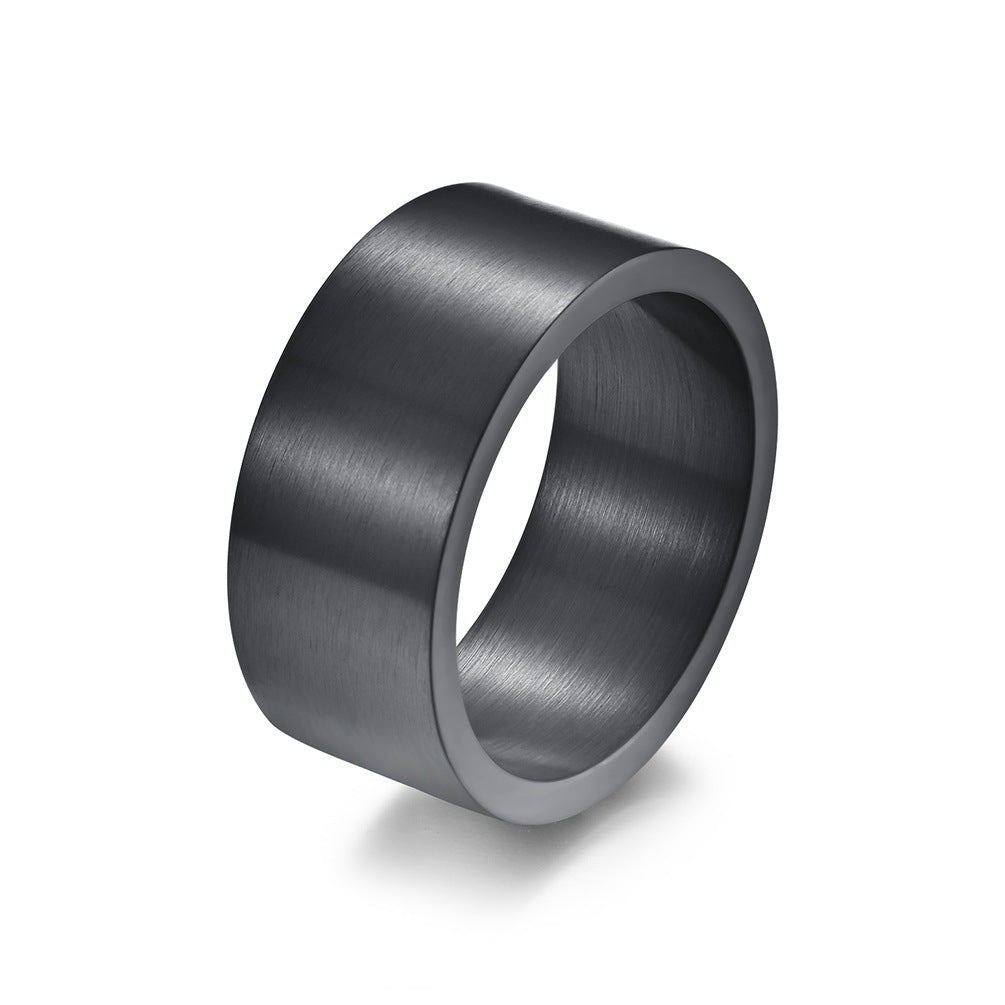 Wholesale 10mm wide simple matte brushed titanium steel ring