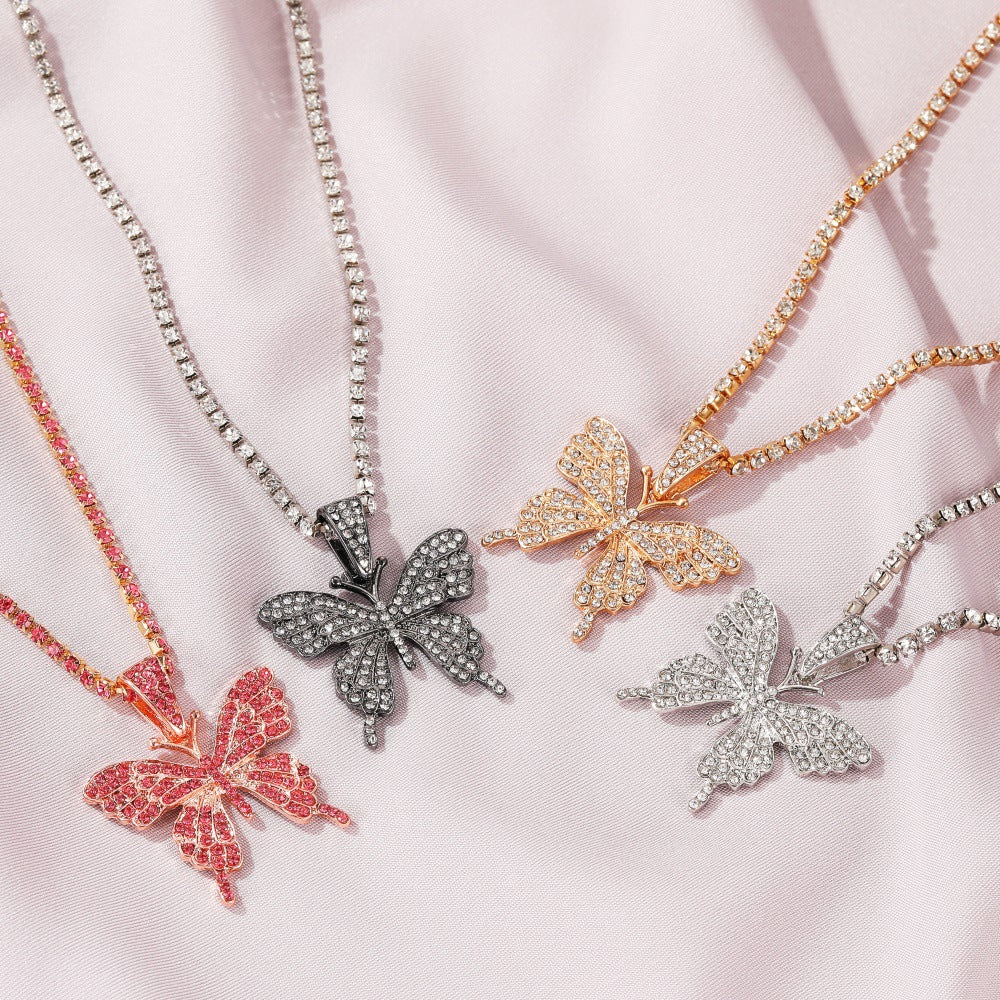 Wholesale Rhinestone Butterfly Necklace
