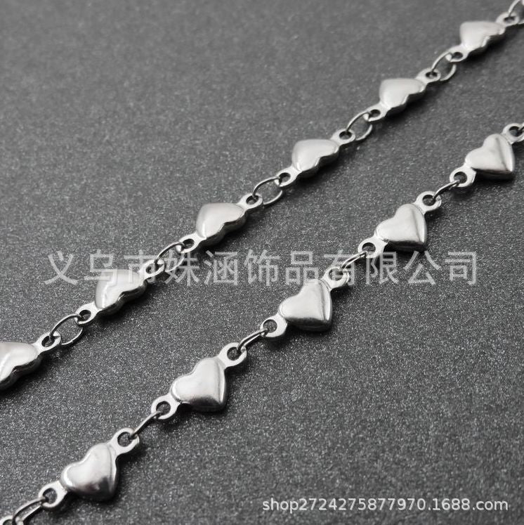 Wholesale DIY Clavicle Heart-shaped Stainless Steel Necklace